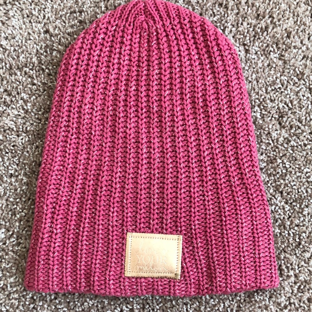 Love Your Melon, Pink w Gold Foil Threading Beanie